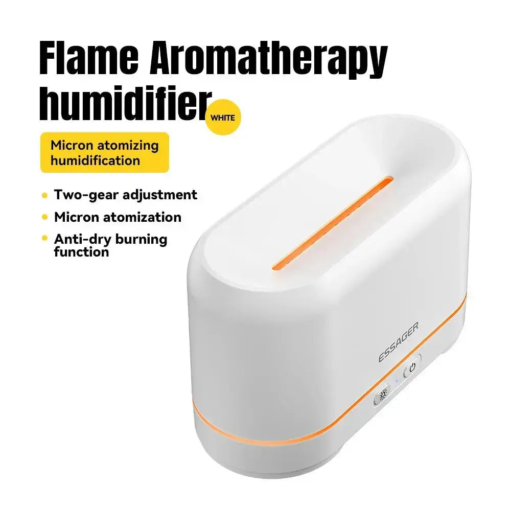Essager Flame Aroma Diffuser Air Humidifier 4/5h Cool Mist Maker Fogger Led Essential Oil Flame Lamp For HomeOffice Soothe Sleep - KAIROS