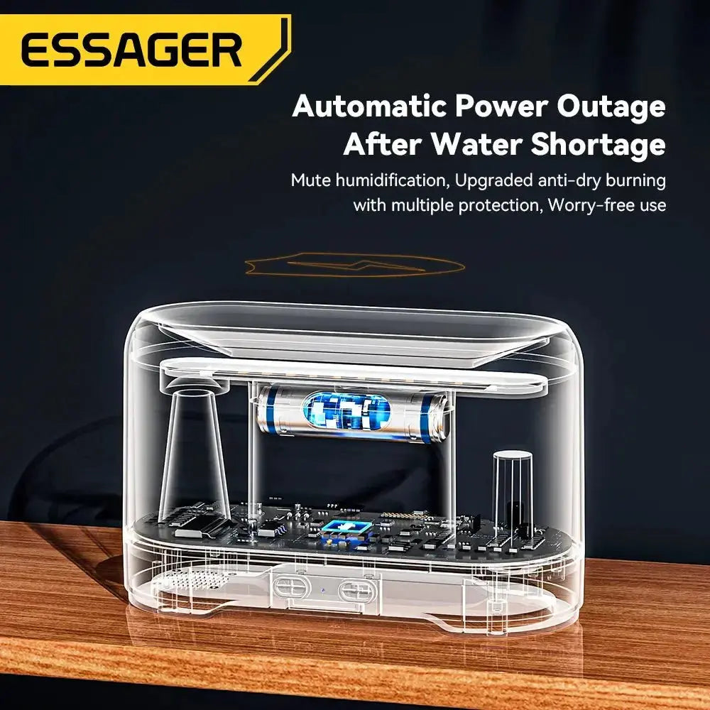 Essager Flame Aroma Diffuser Air Humidifier 4/5h Cool Mist Maker Fogger Led Essential Oil Flame Lamp For HomeOffice Soothe Sleep - KAIROS