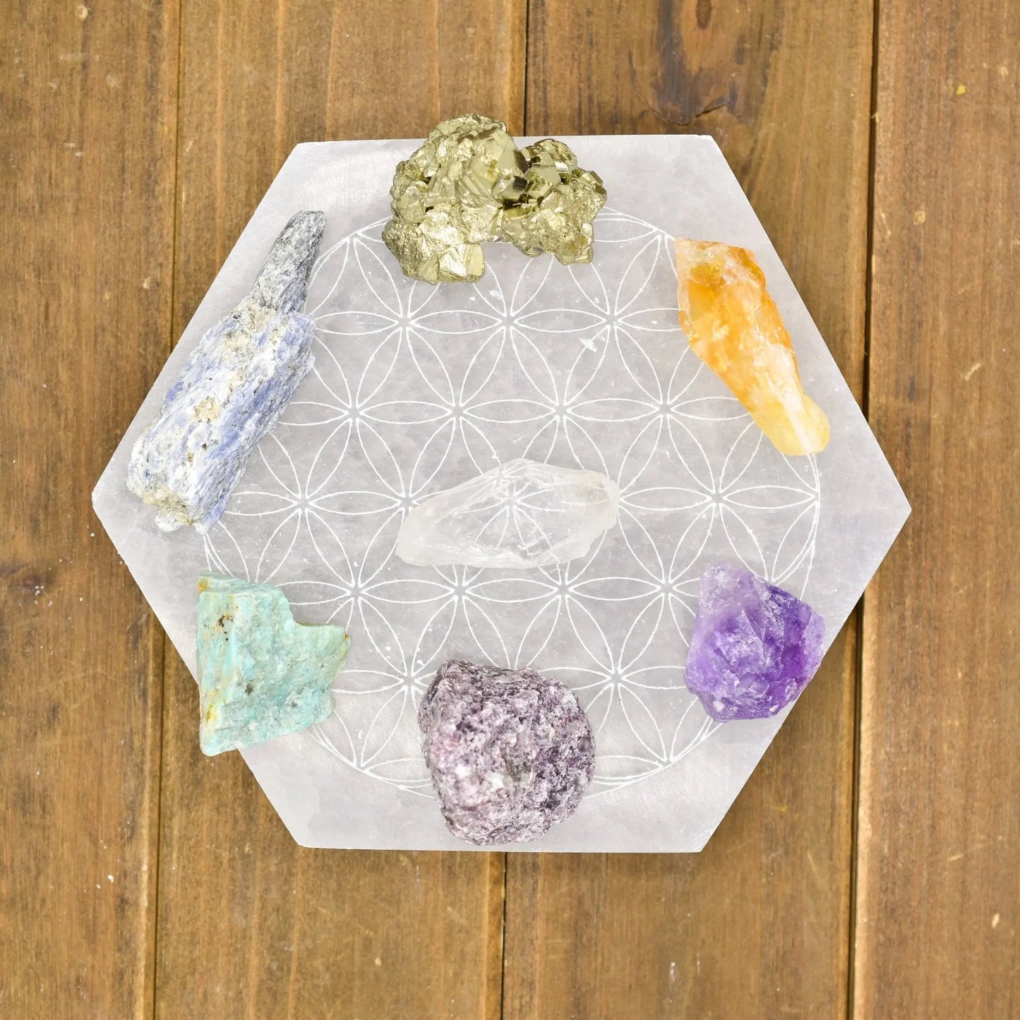 Flower of Life Laser Engraved Selenite Plates - KAIROS