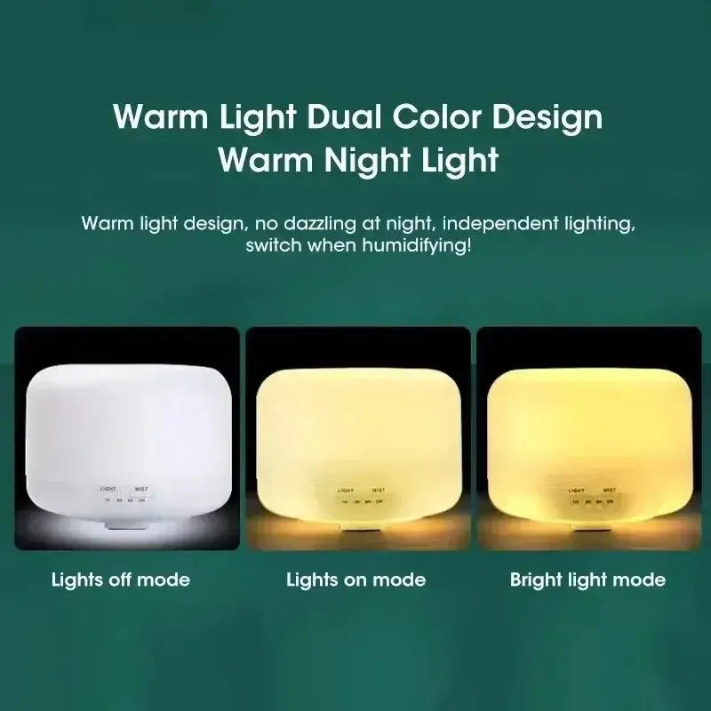 500ML Mini Humidifier USB Wood Grain Aroma Diffuser, Air Humidifier with Colorful Night Lights, Essential Oil Diffuser Machine - KAIROS