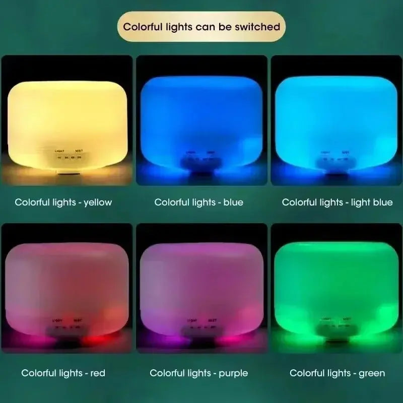 500ML Mini Humidifier USB Wood Grain Aroma Diffuser, Air Humidifier with Colorful Night Lights, Essential Oil Diffuser Machine - KAIROS