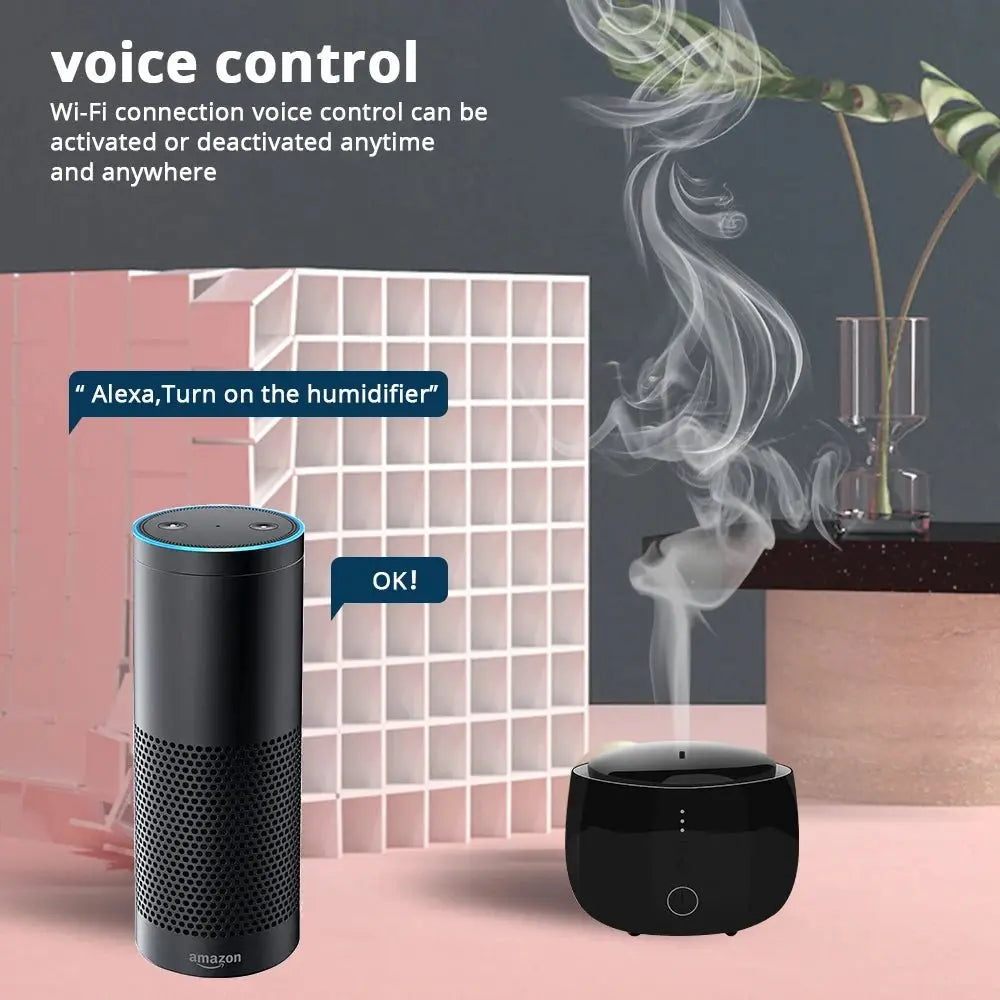 Benexmart WiFi Ultrasonic Air Humidifier Essential Oil Aromatherapy Diffuser Mist Maker with RGB Night Light 300ml Workwith Tuya - KAIROS