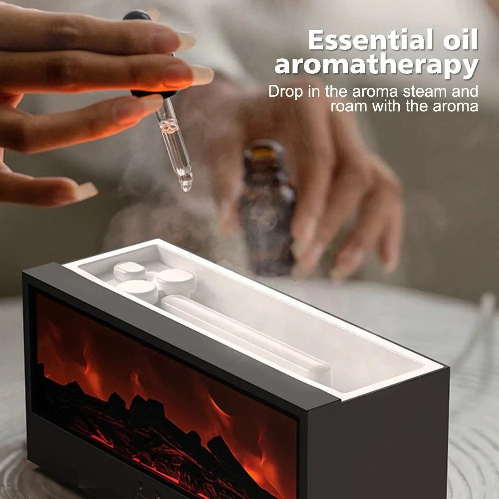 Fireplace Air Humidifier Waterless Auto - Off Aroma Essential Oil Diffuser with LED Light Remote Control Fireplace Air Humidifier - KAIROS