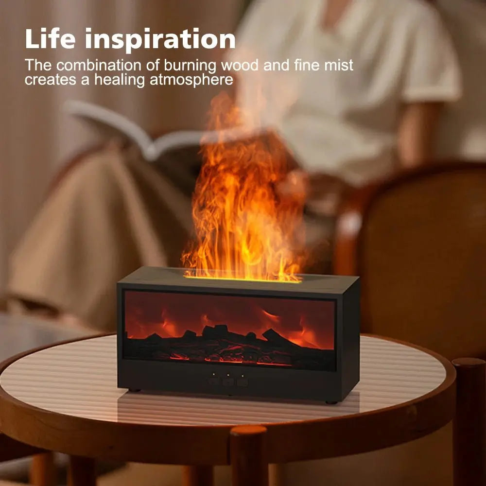Fireplace Air Humidifier Waterless Auto - Off Aroma Essential Oil Diffuser with LED Light Remote Control Fireplace Air Humidifier - KAIROS