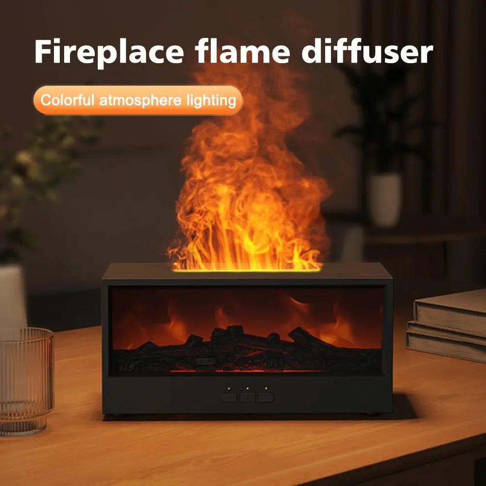 Fireplace Air Humidifier Waterless Auto - Off Aroma Essential Oil Diffuser with LED Light Remote Control Fireplace Air Humidifier - KAIROS