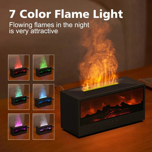 Fireplace Air Humidifier Waterless Auto - Off Aroma Essential Oil Diffuser with LED Light Remote Control Fireplace Air Humidifier - KAIROS