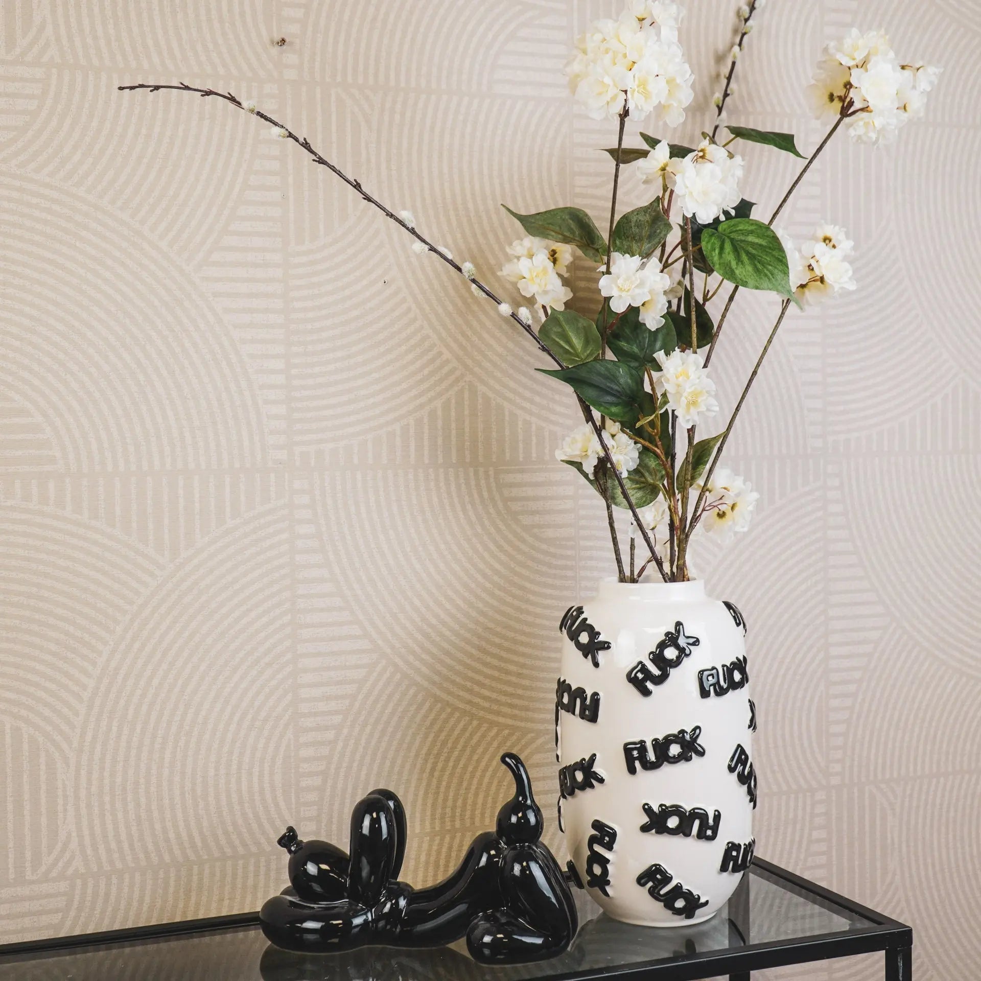 Vase - 'FUCK' - Ceramics - White/Black - 17x17x27cm - KAIROS